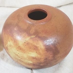 Caramel Cream Art Pottery Signed Bud Vase
